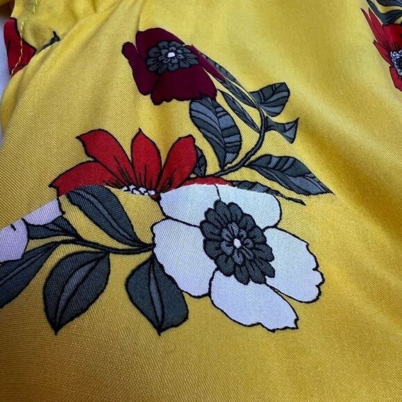 Loft beach yellow floral flutter sleeve maxi wrap dress size M - Picture 14 of 14